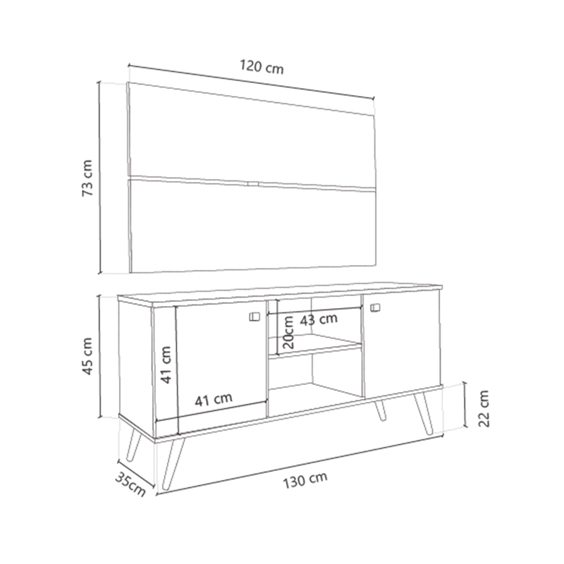 Rack, Panel, Delos, Para, Tv, Hasta, 42,  2, Puertas, Estantes, Gris, Cubanita, DL881GC.