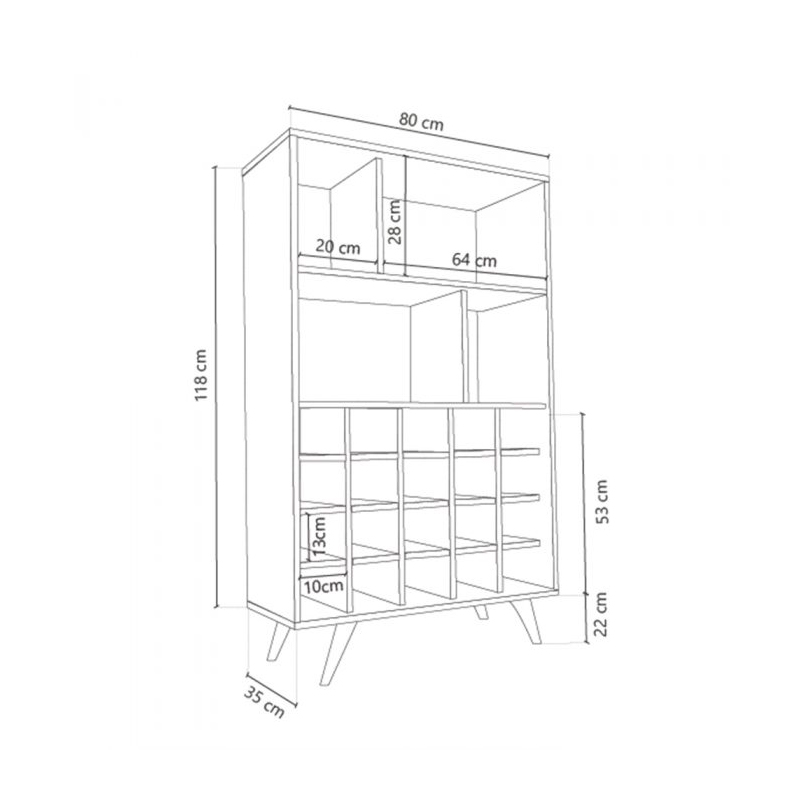 Biblioteca, Escandinava, Delos, Con, Bodega, y, Divisores, Gris, Cubanita, DL886GC.