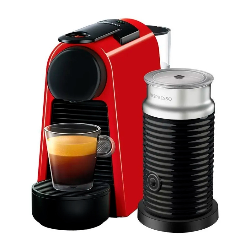 Cafetera, cafeteras, cafe, de, a, capsulas, capsula, mono, dosis, monodosis, Nespresso, Essenza, Mini, Roja, red, con, Aeroccino, espumador, espumadores, A3KD30-AR-RE-NE.