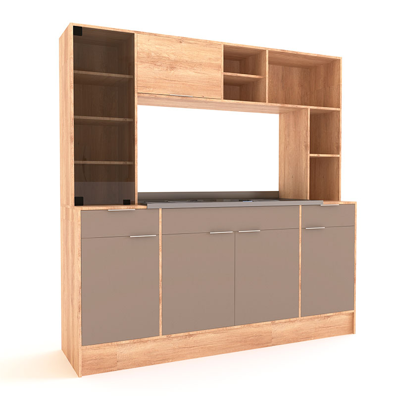 cocina, concinas, compactas, compacta, con, 6, puerta, puertas, 2, cajon, cajones, 7, estante, estantes, roble, nebraska, natural, gris, cubanita, DDO01RNGC, delos,.