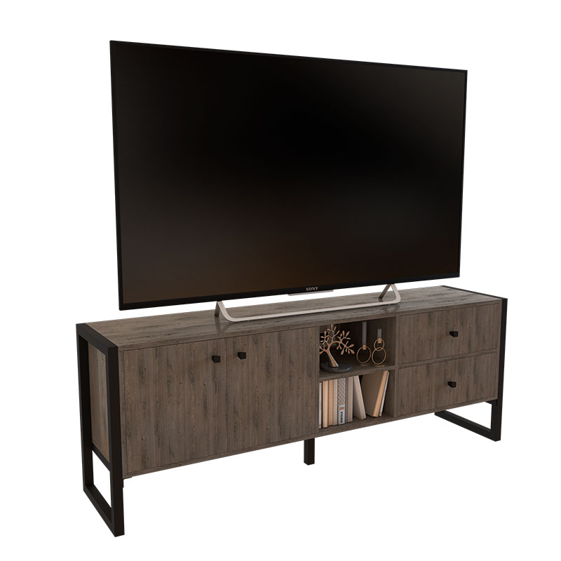 mueble, muebles, de, para, con, living, tv, teve, tele, teles, televisor, televisores, television, hasta, 65, pulgadas, puerta, puertas, cajon, cajones, estante, estantes, roble, denver, grafito, delos, DST04RDG.