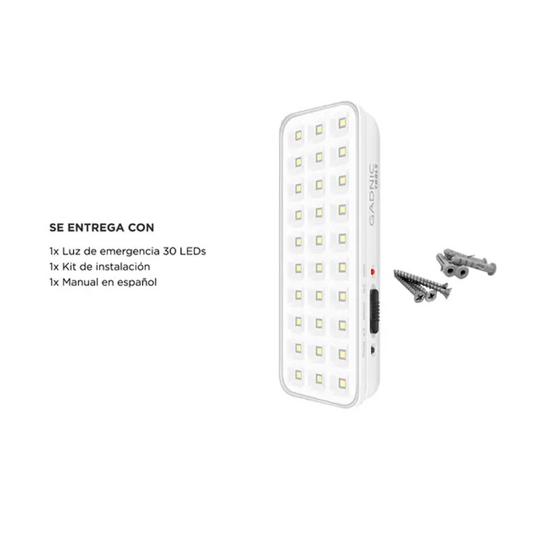 luz, luces, de emergencia, emergencia, luz de emergencia, luces de emergencia, gadnic, tools, 30 leds, led, LUZEME01.